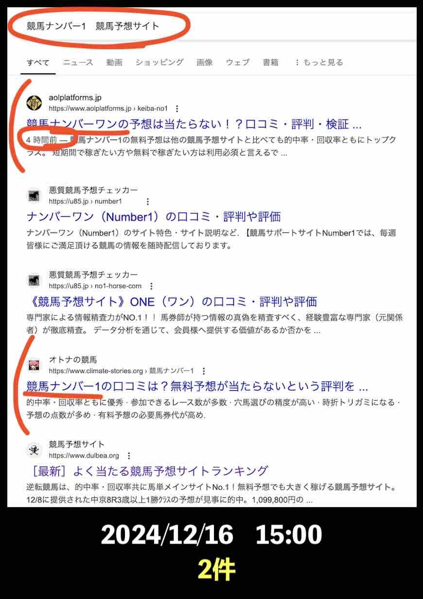 競馬ナンバー1のサイト情報検索結果